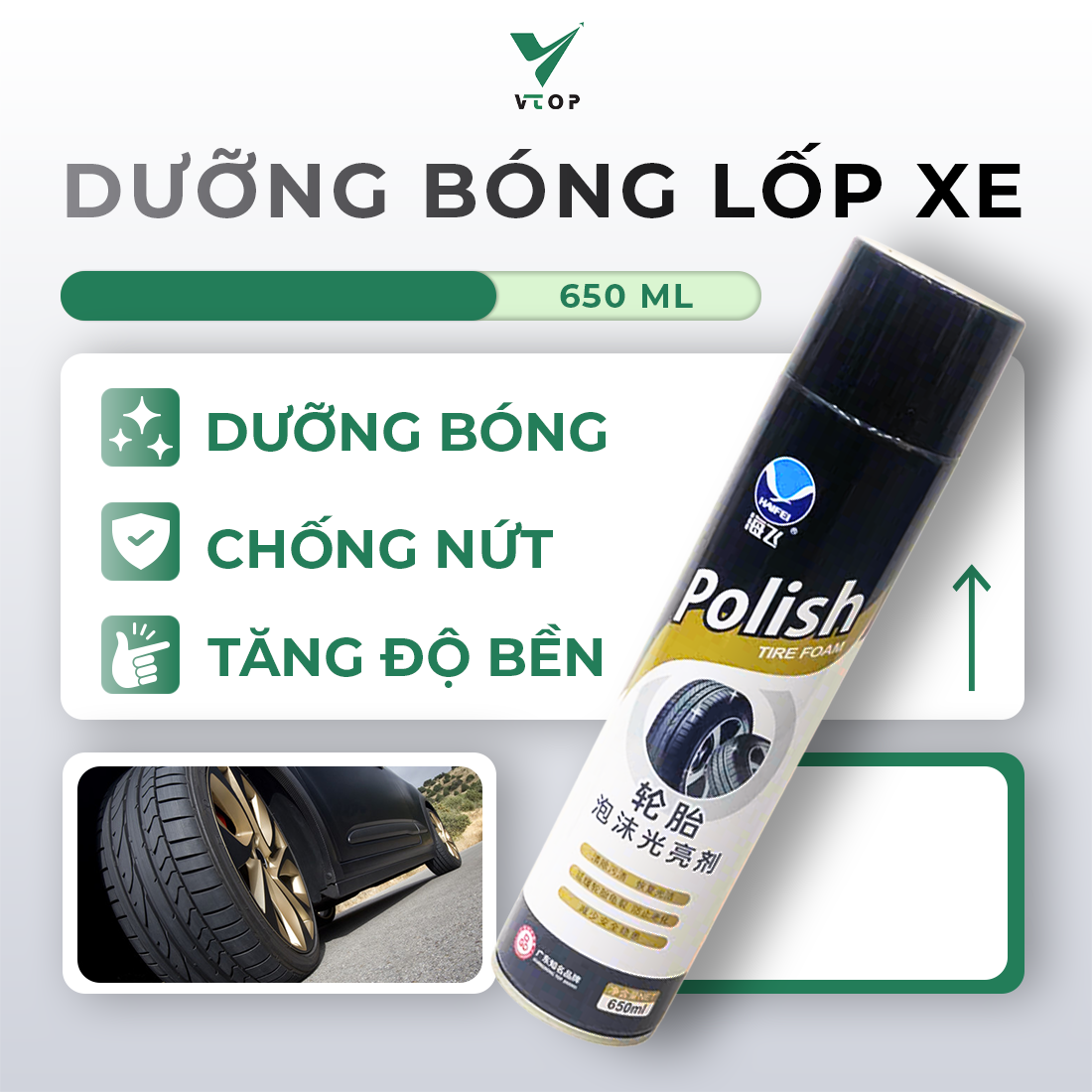 d_ng_bong_l_p Dưỡng lốp xe máy ô tô VTOP 650ml - Ảnh 1