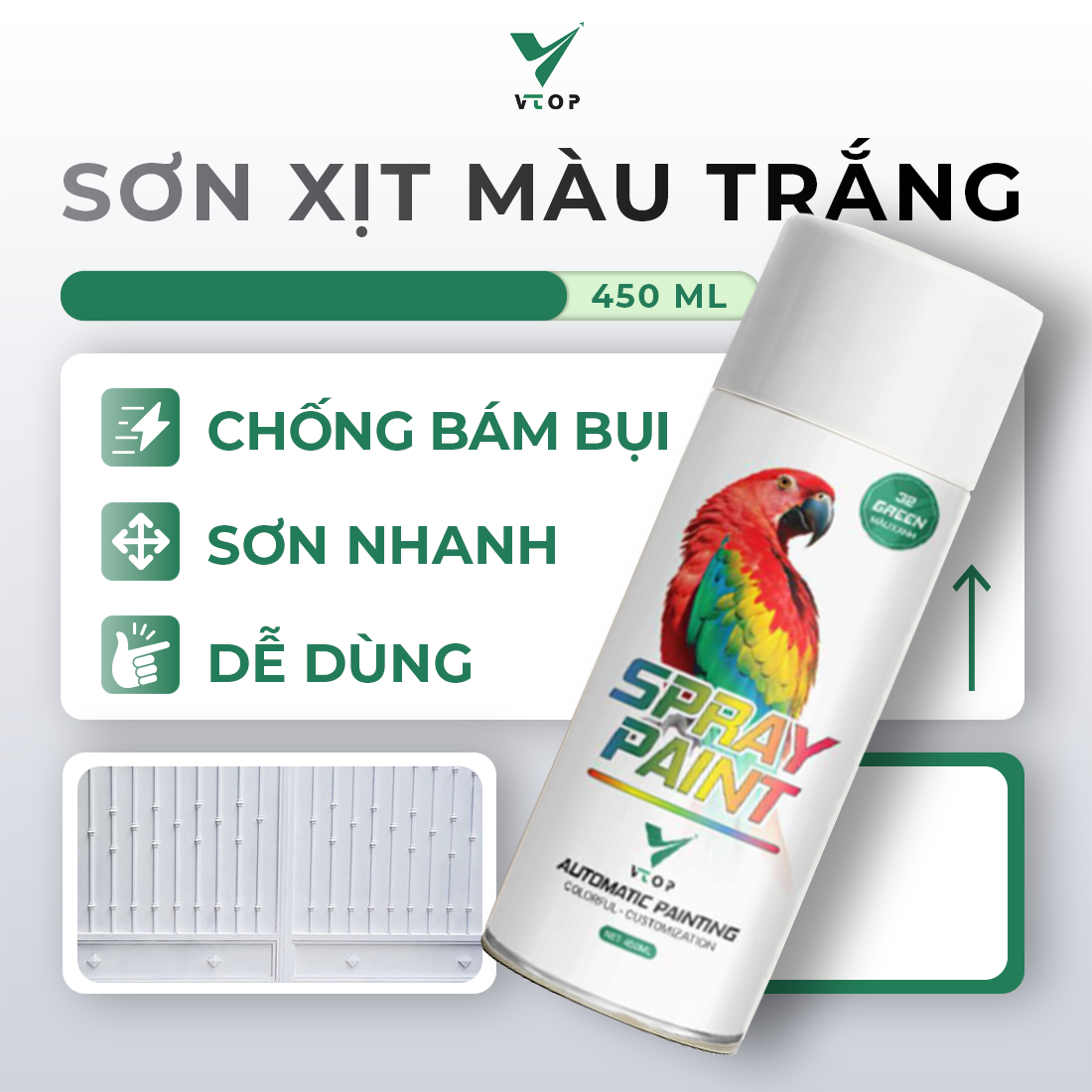 s_n_tr_ng_-_1 Sơn xịt màu trắng VTOP bền màu dễ thao tác - Ảnh 1