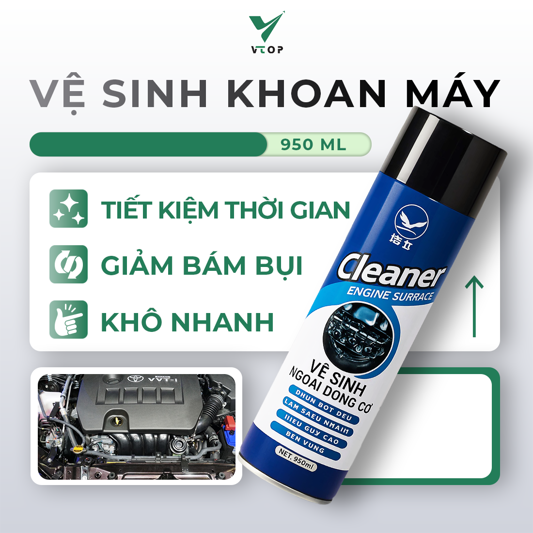 v_sinh_khoang_may_-_1 Xịt phủ bóng động cơ ô tô xe máy VTOP - Ảnh 1